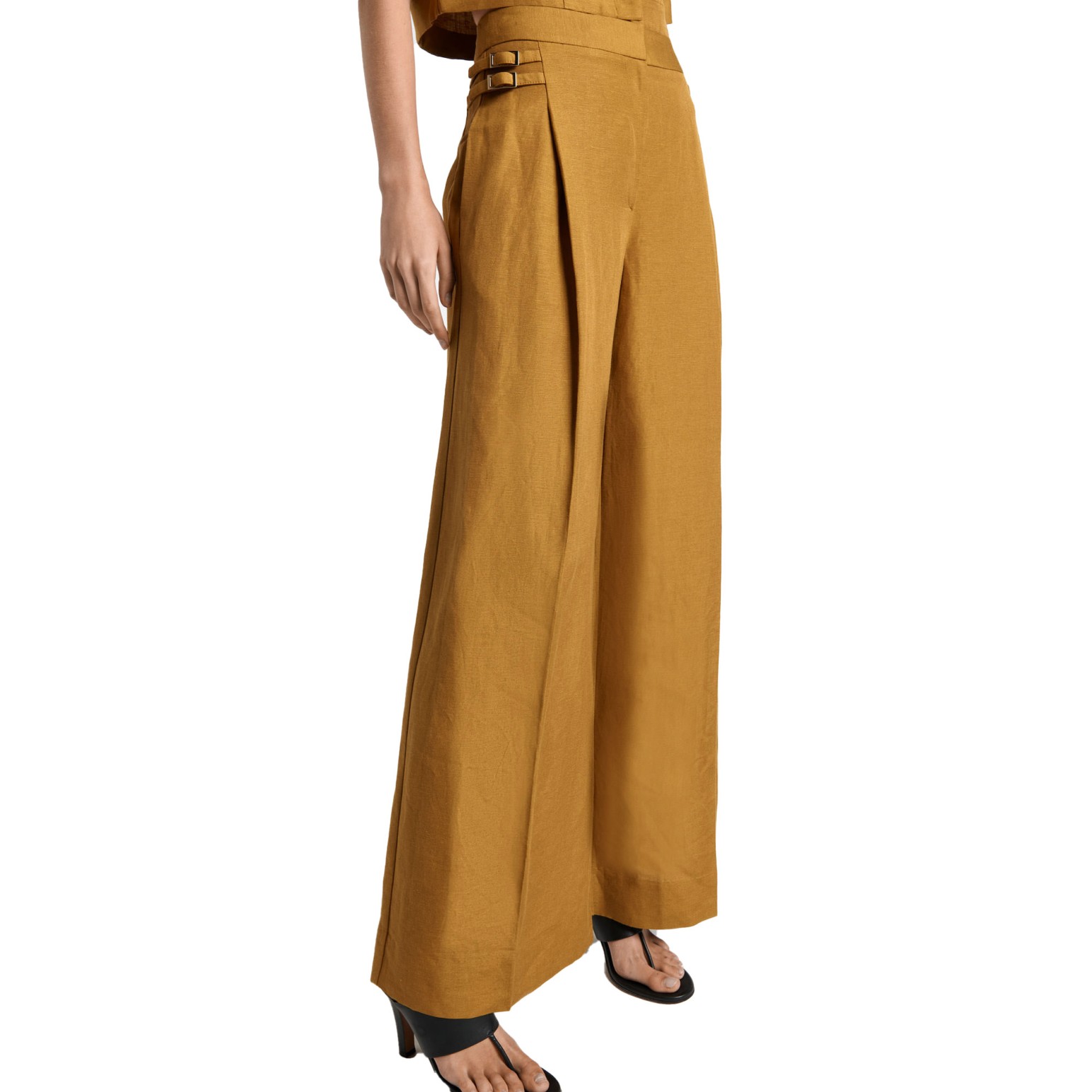 Cue Hazelnut Linen Blend Wide Leg Pant